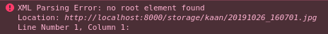 Error message in Firefox console. XML Parsing Error: no root element found. Location: http://...701.jpg Line Number 1, Column 1